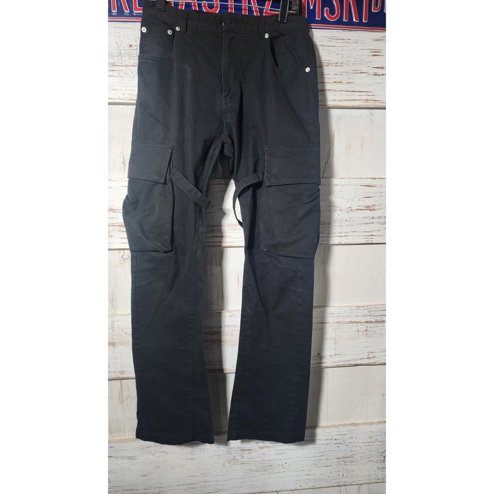 Vuja De Flared Black Cargo Men's Pants Trousers Size S Made In Japan A16 Sz 28